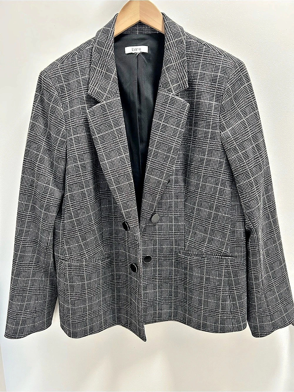 bar III Plaid Blazer in Black & White Size XL